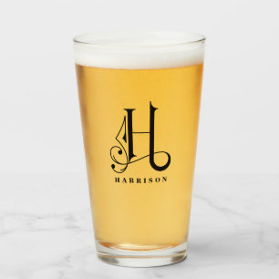 Klasse Monogramm Anfangsbuchstaben H mit Nachname Glas