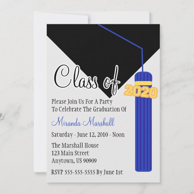 Klasse of 2020 Tassel Abschluss Invite (blau) Einladung (Vorderseite)