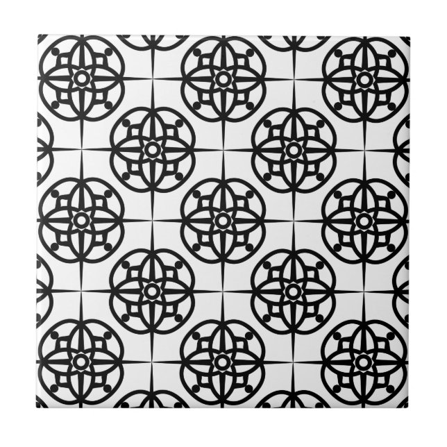 Klasse Retro visuelles geometrisches Muster Fliese (Vorderseite)