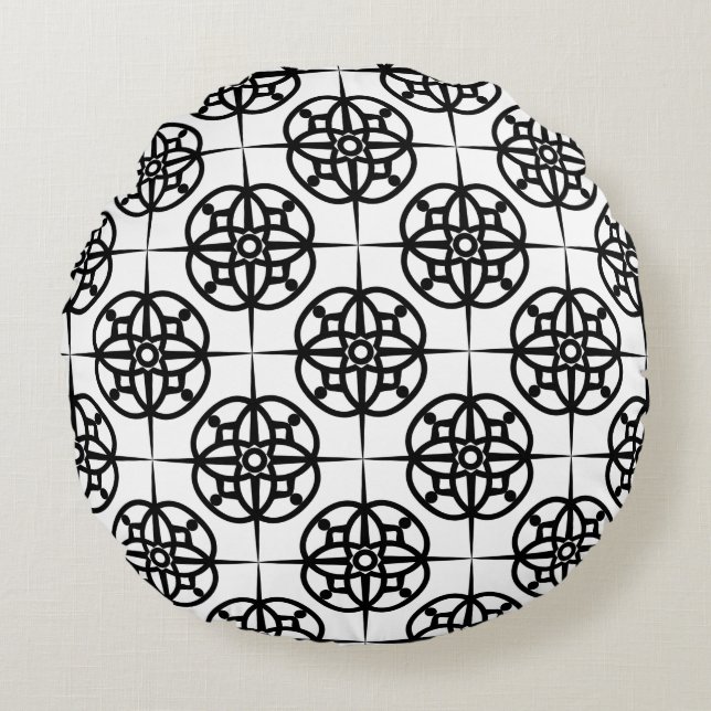 Klasse Retro visuelles geometrisches Muster Rundes Kissen (Vorderseite)