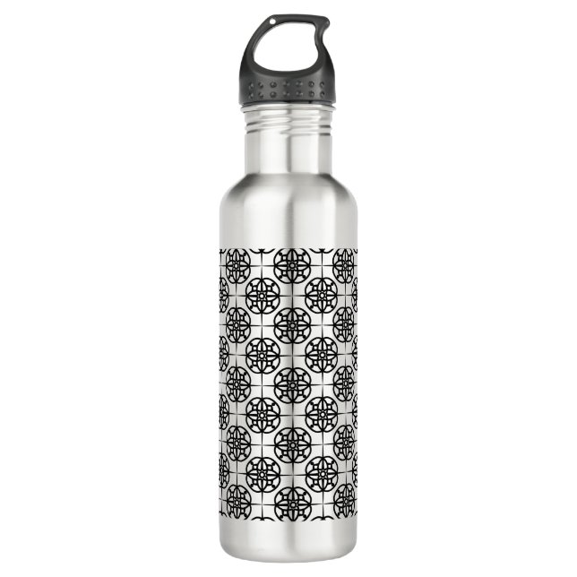 Klasse Retro visuelles geometrisches Muster Trinkflasche (Vorderseite)