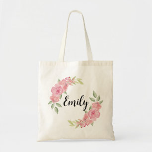 Klasse Rose Floral Bridesmaid Monogramm Name Tragetasche
