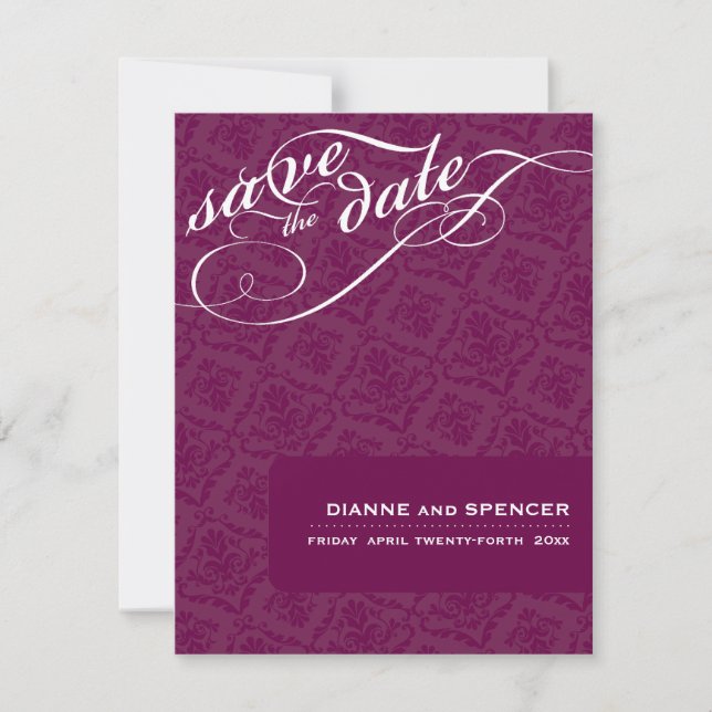 KLASSE SAVE THE DATE: extravaganter Text 6A Date (Vorderseite)