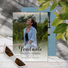 Klasse Script Graduate Zwei Foto Abschluss Blau