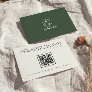 Klasse Smaragdgrün Boho QR Fancy Code Hochzeit RSVP Karte