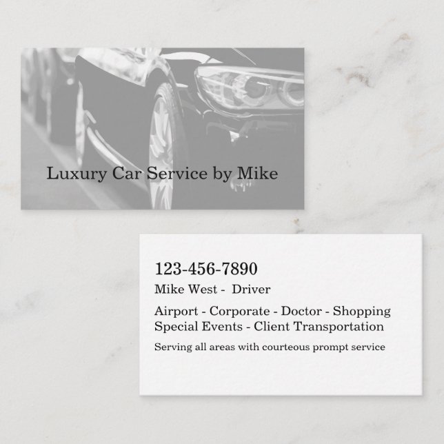 Klasse Taxi Service Luxus Visitenkarten Visitenkarte (Vorne/Hinten)