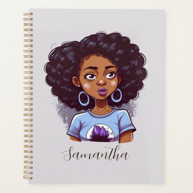 Klasse und Elegant Afro Frau Planer (Vorderseite)