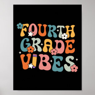 Klasse Vibes zurück zur Schule Retro 4. Klasse Leh Poster