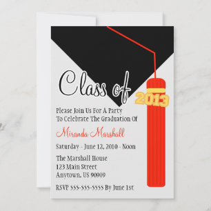 Klasse von 2013 Tassel Abschluss Invite (rot) Einladung