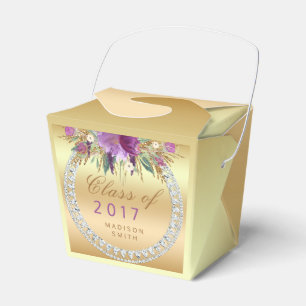 Klasse von 2017 lila Glitzer-Blumen-Diamant-Gold Geschenkschachtel