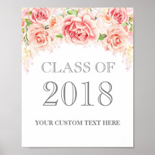 Klasse von 2018 Grad Signieren Pink Wasserfarbe Bl Poster