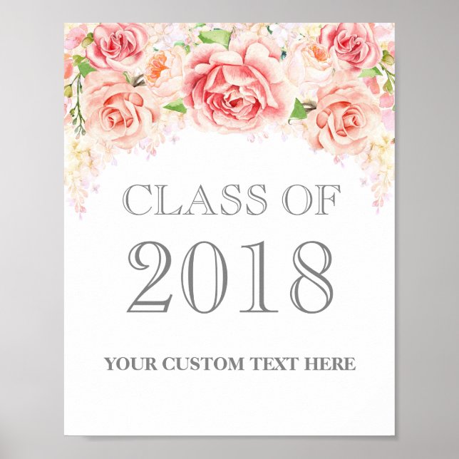 Klasse von 2018 Grad Signieren Pink Wasserfarbe Bl Poster (Vorne)