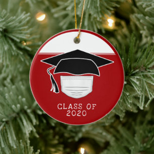 Klasse von 2020 Abschluss Hut mit Gesichtsmaske Keramik Ornament