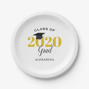 Klasse von 2020 Grad Simple Gold und Black Pappteller