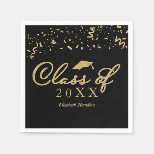 Klasse von 2021 Gold Script Graduation Party Black Serviette