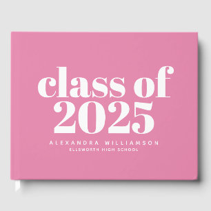 Klasse von 2023 Niedlich Moderne rosa Personalisie Gästebuch
