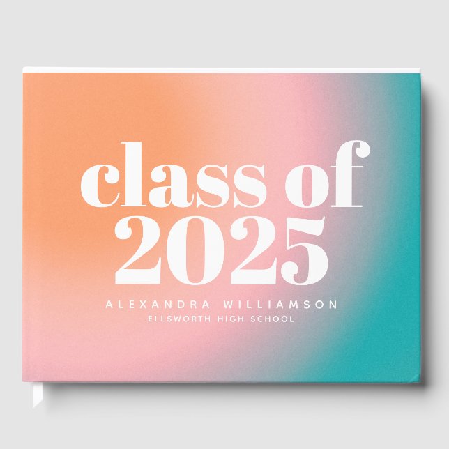 Klasse von 2023 Trendy Farbenfrohen Farbverlauf Cu Gästebuch (Vorderseite)