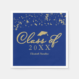 Klasse von 2024 Gold Script Graduation Party Blue Serviette