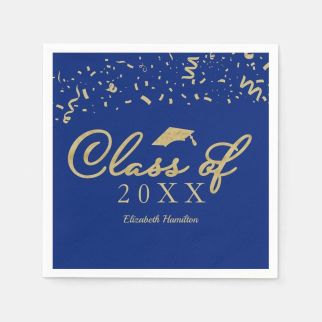 Klasse von 2024 Gold Script Graduation Party Blue Serviette (Vorderseite)