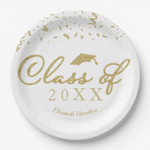 Klasse von 2024 Gold Script Graduation Party White Pappteller