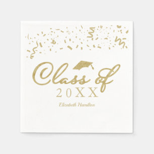 Klasse von 2024 Gold Script Graduation Party White Serviette