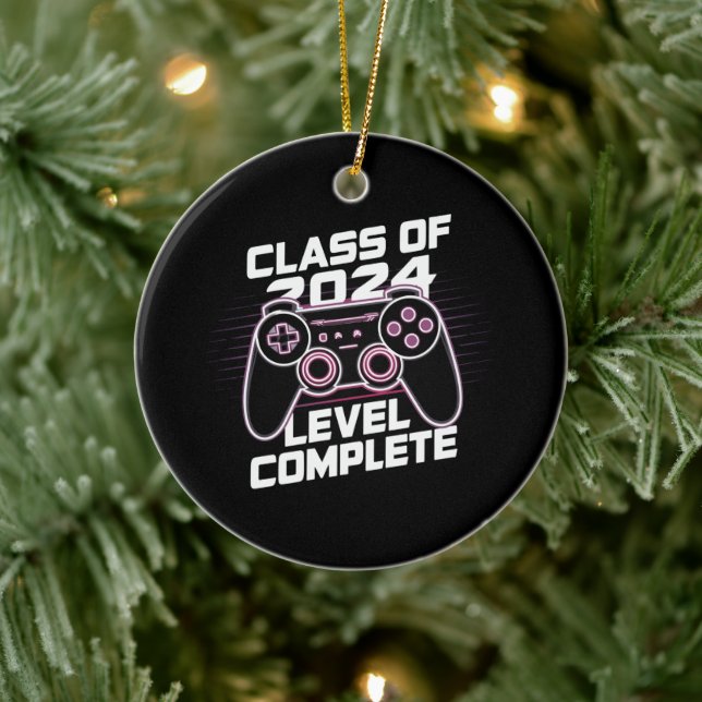 Klasse von 2024 Level Vollständiger Senior Abschlu Keramik Ornament (Baum)