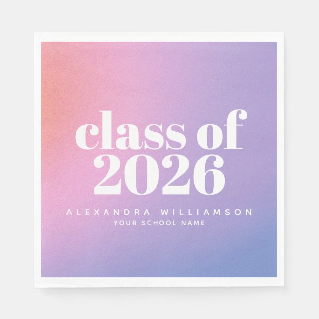 Klasse von 2024 Lila Gradient Custom Grad Serviette (Vorderseite)
