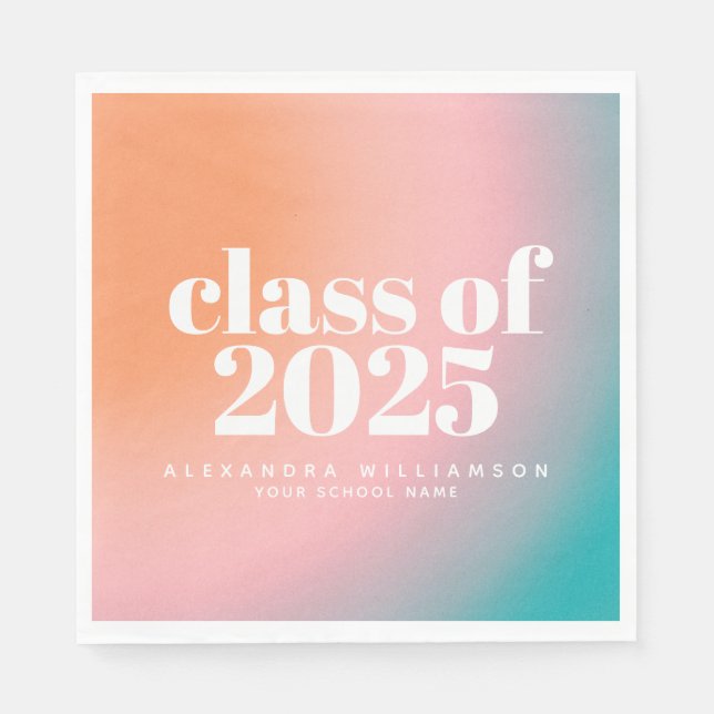 Klasse von 2024 Trendy farbenfrohe Farbverlauf Cus Serviette (Vorderseite)