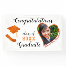 Klasse von 2025 Grad Foto White & Orange Abschluss