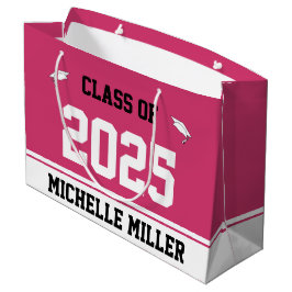 Klasse von 2025 Grad's Name Magenta White Abschlus Große Geschenktüte