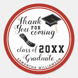Klasse von 2025 Graduate White Red Black Danke Runder Aufkleber