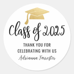 Klasse von 2025 Script-Elegant-Graduate-Hat Runder Aufkleber
