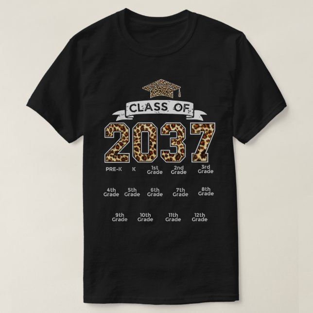Klasse von 2037 Mit mir wachsen Handprint Leopard  T-Shirt (Design vorne)