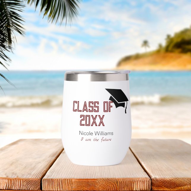 Klasse von...20XX mit Cap Thermal Wine Tumbler (Strand)