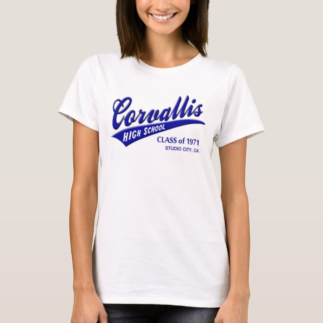 Klasse von Corvallis Highschool Studio-Stadt 1971 T-Shirt (Vorderseite)