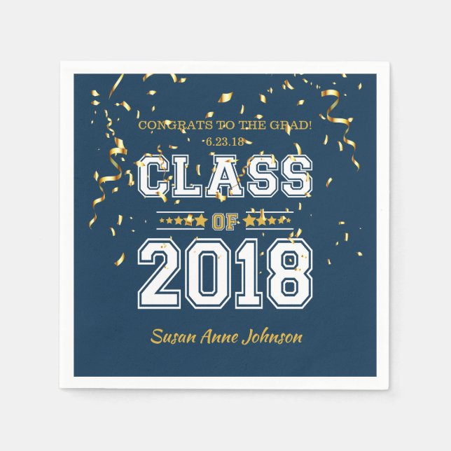 Klasse von Grad Party Blau und Gelb 2018 Serviette (Vorderseite)