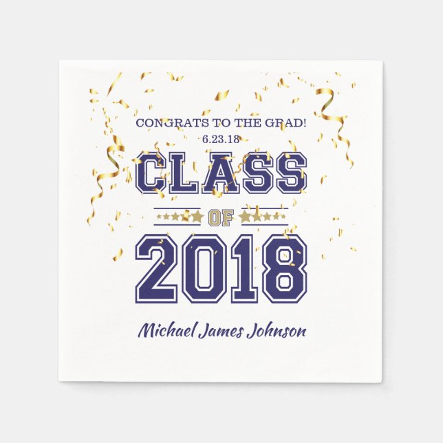 Klasse von Grad Party Blue und Gold 2018 Serviette (Vorderseite)