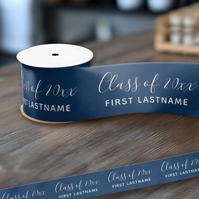 Klasse von Jahr und Name - Navy Blue kann sich änd Satinband (Custom Graduation Ribbon)