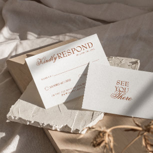 Klasse Weiße Gebrannte Orange Boho Terrakotta Hoch RSVP Karte