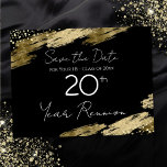 Klasse Wiedersehen Black and Gold Elegant Postkarte<br><div class="desc">Elegante Imitate goldene Folie lackieren Spritzer. Alle Texte sind individuell einstellbar und lassen sich für Ihr eigenes Party leicht ändern. Save the Date klassische Wiedersehen-Postkarten,  schwarz und gold,  elegant,  stilvoll,  Drehbuch,  modern,  trendig,  personalisiert.</div>