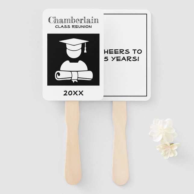 Klasse Wiedersehen Elegant Schwarz-weiß Custom Fächer (Vorne und Hinten)