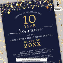 Klasse Wiedersehen Navy Blue Gold Stars leuchten j