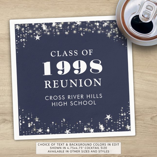 Klasse Wiedersehen Navy Blue Silver Personalisiert Serviette (Von Creator hochgeladen)