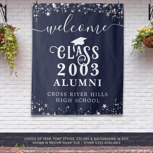Klasse Wiedersehen Navy Blue Welcome Class Year Al Wandteppich (Von Creator hochgeladen)