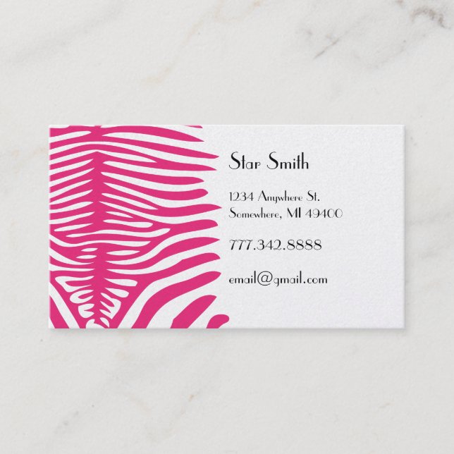 Klasse Zebra Skin auf jeder Farbkarte Fuchsia Visitenkarte (Vorderseite)