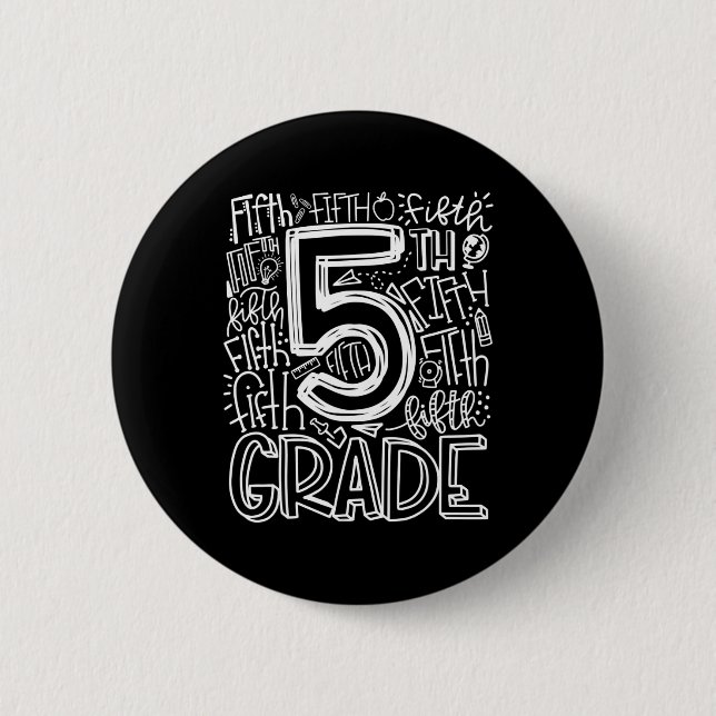 Klassen Typography Team Lehrer der fünften Klasse  Button (Vorderseite)