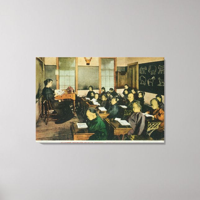 Klassenansicht eines chinesischen Grundschulpublik Leinwanddruck (Vorderseite)