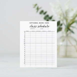 Klassenfahrplan für das Semester - Schwarzweiß