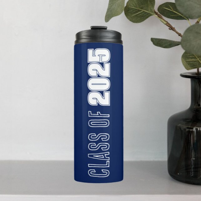 Klassenjahr in blau-weißen Schulfarben Thermosbecher (In Situ)