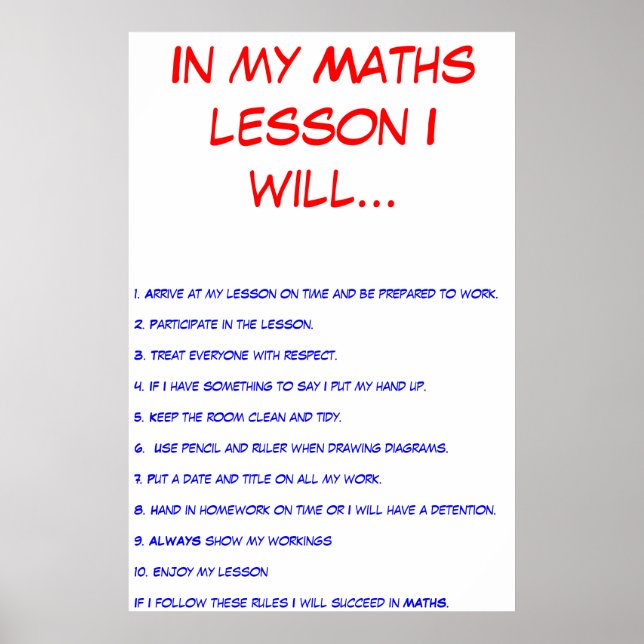 Klassenordnung Poster (Vorne)